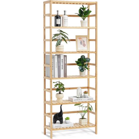 VEVOR 6 Ripiani Libreria in Bambu, Scaffale Portaoggetti Autoportante Multifunzionale Porta Piante per Fiori, Scaffale per Archiviazione per Bagno Camera da Letto Ufficio Studio Colore Naturale