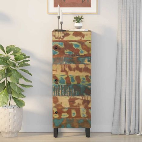 Buffet haut-Armoire de rangement-Meuble de rangement et tiroir 60x33x100 cm bois massif récupération/fer 243937 (1/5)