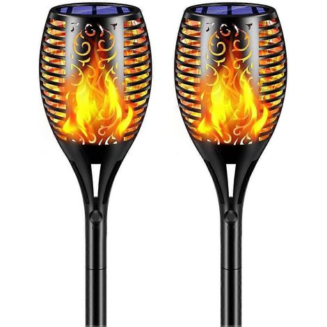 Lampes solaires à 99 LED effet flamme vacillante, torches solaires étanches de 109 cm (43 pouces) pour éclairage extérieur. (1/5)