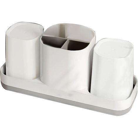 Porte-brosse à dents en plastique, porte-dentifrice, organisateur de rangement pour salle de bain, panier de rangement pour dentifrice, blanc