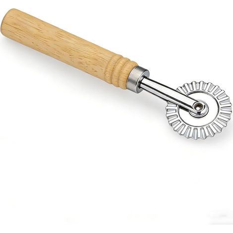 Roulette Coupe Pate Patisserie,Roulette à Raviolis de 16 cm avec Manche en Bois,Outil de Découpe pour Raviolis et Nouilles,Roulettes à Pâtisserie,Découpe Facile et Sans Effort à 360° (1/5)