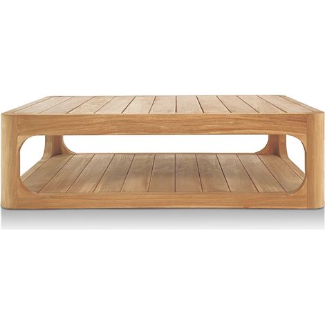 Naturel Mesa de centro de jardín de teca maciza, 122x86x35 cm, dos tableros y esquina redondeada (NATOFTB12286S) (1/5)