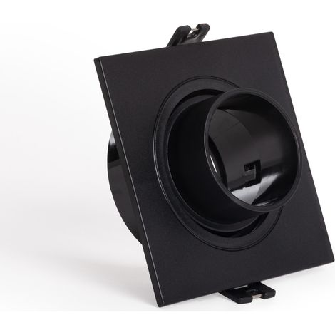 Aro Downlight Cuadrado Basculante Bajo UGR para Bombilla LED GU10 / GU5.3 Corte Ø75 mm Suefix Negro (1/4)