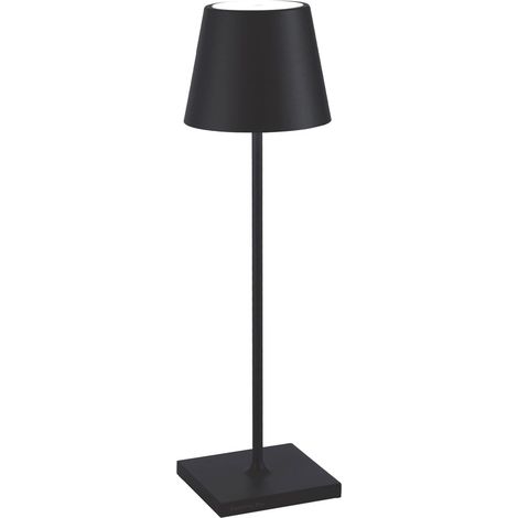 Lampe de Table Rechargeable et Sans Fil avec Contrôle Tactile, Utilisable également comme Lampe d'Extérieur, Dimmer 2200-3000 K, Hauteur 38 cm, Couleur Noir