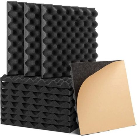 Paquet de 12 Panneaux de Mousse InsonoriséS Auto-AdhéSifs, Panneaux Muraux InsonoriséS Haute Densité - 1X12X12 Pouces ODIPIE (1/4)