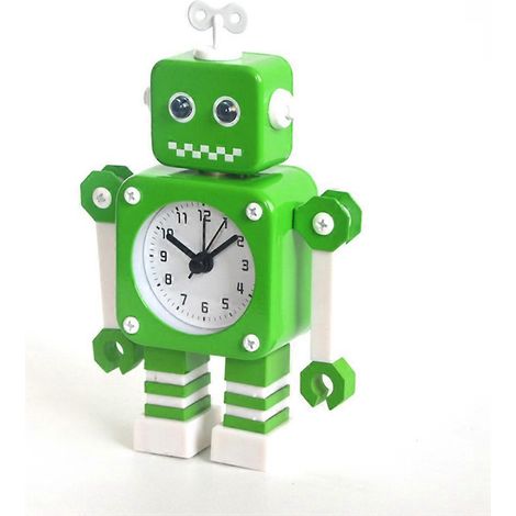 Réveil robot créatif, table de chevet étudiant, cadeau garçon, vert (1/4)