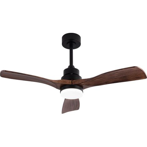 Ventilador de techo de 42" con luz LED y mando a distancia, 3 aspas, negro nogal (1/5)