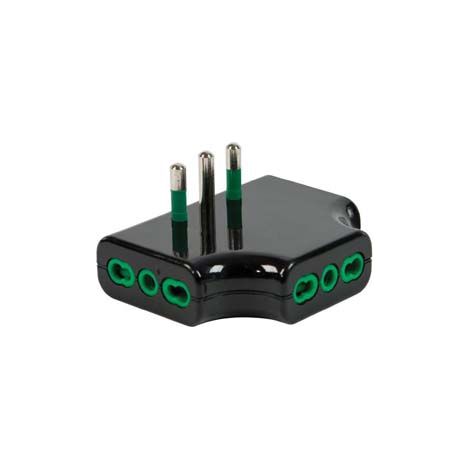 ADATTATORE TRIPLO PIATTO 2 POLI + TERRA 16A- - nero 82221 - 1 pezzi FANTON