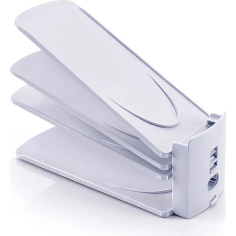 Etagere a chaussures double etage reglable, blanc grand modele (1/5)