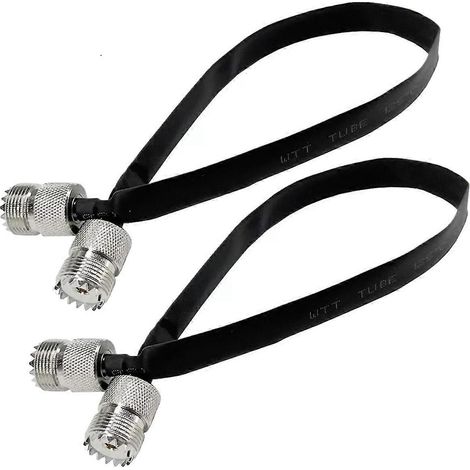 Lot de 2 câbles coaxiaux RF plats de 20 cm pour passage de porte/fenêtre, connecteurs SO239 UHF femelle-mâle femelle. (1/5)