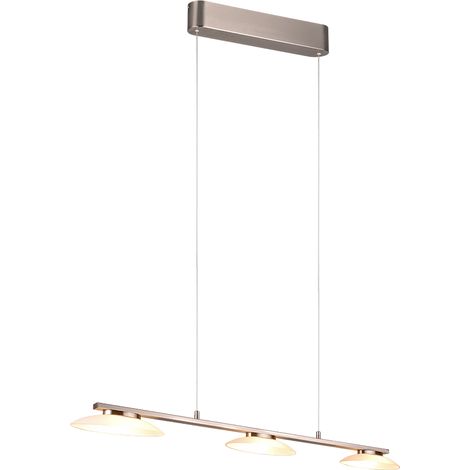 Suspension LED 3 lampes 9W 950lm 3000K nickel mat verre blanc - Trio - Merton (1/5)