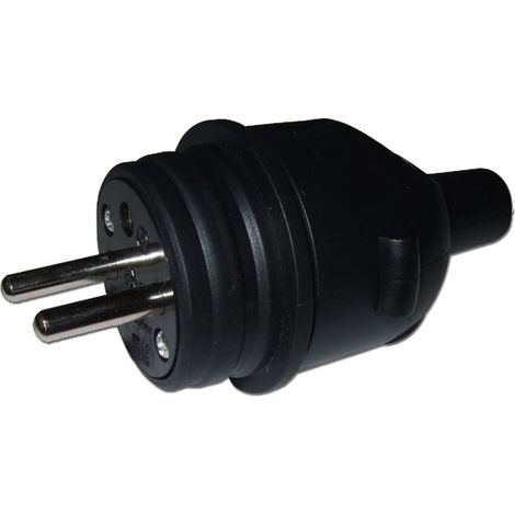 Electraline – Fiche mâle caoutchouc 16A/250V 2P+T – Résistante aux intempéries – Connexion sécurisée pour environnements humides