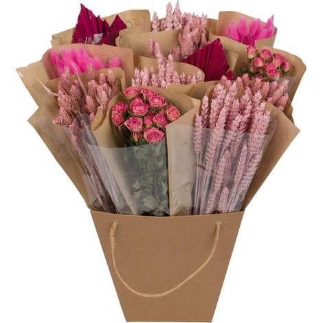 Fleurs Séchées Décoration Intérieure, Mono Mix Naturel, Couleur Rose, Longueur 50 cm - PANGIVO