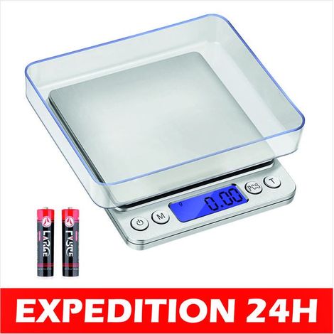 Balance de cuisine - ZISONIX - 500g - 0.01g - 7 Unités - Acier inoxydable