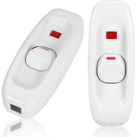 Interrupteur à Touche Basculante, Intermédiaire, Lampe de Chevet, 250V 10A In-Line Lamp ON/OFF Câble Commutateur avec LED Voyant lumineux, Blanc,  4 PCS