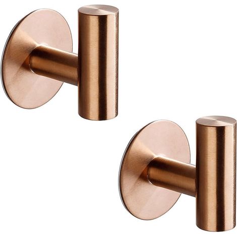 Set mit 2 selbstklebenden Handtuchhaken aus Edelstahl – Wandhaken für Bad und Küche – Bohrfreie Montage – Handtuch- und Kleiderbügelhalter in Roségold (1/5)