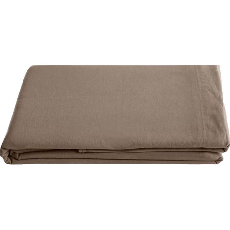 Drap plat Palace pur coton teint lavé, 63 fils/cm² Vent du sud - Palace Tabac - 270 x 290 cm pour lit King Size