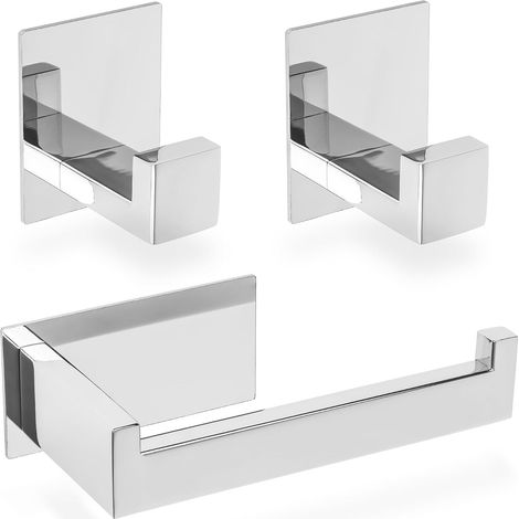 1 soporte para papel higiénico y 2 ganchos adhesivos - Soporte para papel higiénico - Accesorios de baño (1/5)