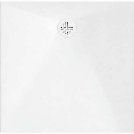 Receveur de douche 100 x 100 cm antidérapant KINEDO Kinesurf Nova extra-plat découpable blanc avec bonde + grille assortie (1/5)