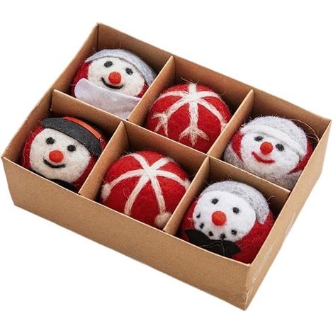 Adornos navideños de fieltro de lana, con motivos de copos de nieve y árboles para colgar en árboles y para la decoración del hogar (F) (1/4)