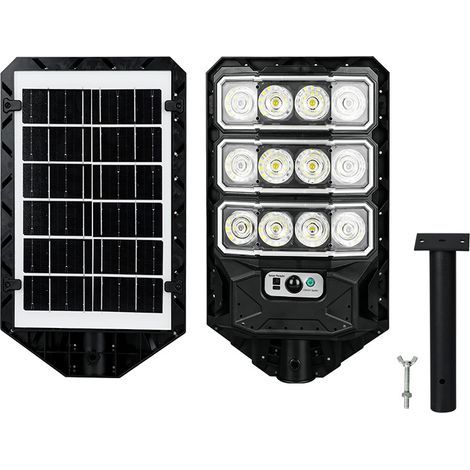 Solarbetriebene Außenstraßenleuchte mit Fernbedienung, Bewegungsmelder, wasserdichte LED-Solarstraßenleuchte für Parkplätze, Höfe und Straßen, 12 LEDs (1/5)