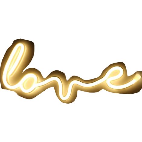 Décoration murale lumineuse néon « Love », alimentée par piles et USB, néon blanc « Love »