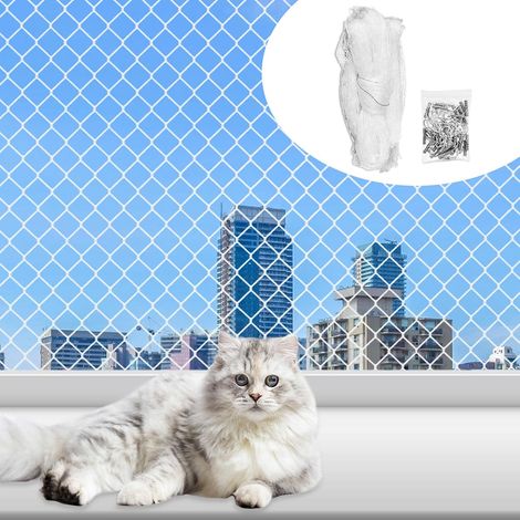 Filet pour chat - 8 x 3 m - Filet de balcon pour chat - Filet de protection pour chat - Transparent - Filet de protection pour chat - Filet de protection pour chat - Filet de protection pour (1/5)