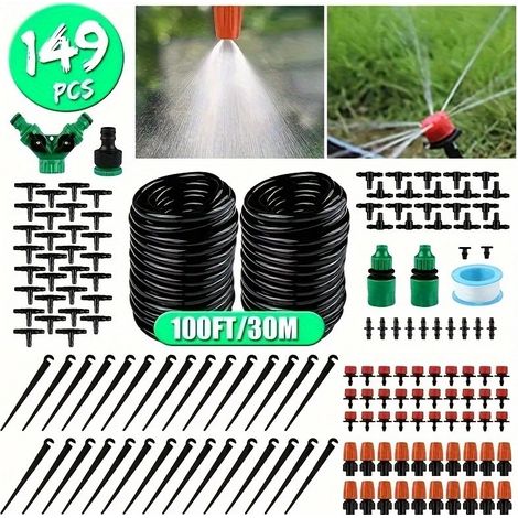 Kit d'irrigation goutte-à-goutte automatique 30m système brumisation jardin arrosage jardinières balcon (1/5)