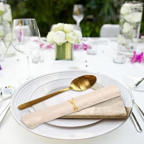 Rond de Serviette - Métal Doré - Pour Dîner Familial et Réception - Lot de 12 (1/5)