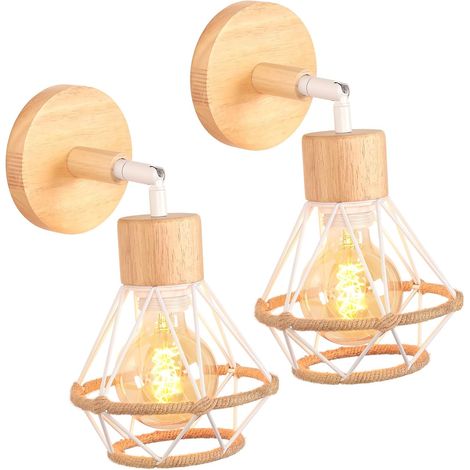 Lot de 2 Applique Murale, Métal, Angle Réglable 180°, Douille E27, Style Industriel, Intérieur Salon Cuisine (1/5)