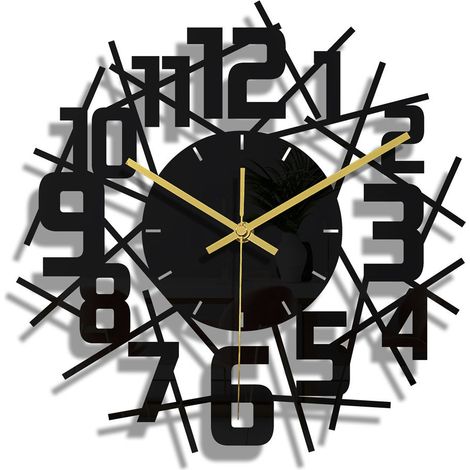 Horloge murale à cadre rond noir, horloge murale silencieuse au design moderne, adaptée au bureau, au salon et à la chambre. (1/5)
