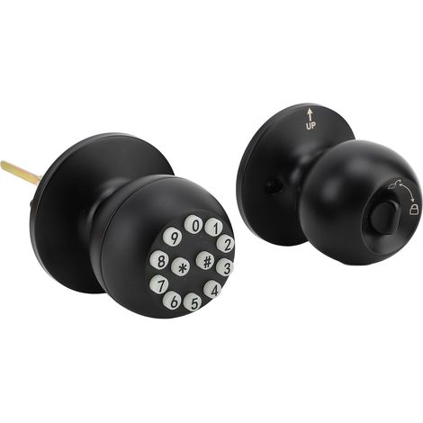 Poignée de porte à clavier avec serrure et clé, boule ronde, entrée électronique, pour porte 35-55 mm, appartement bureau garage, noir (1/5)