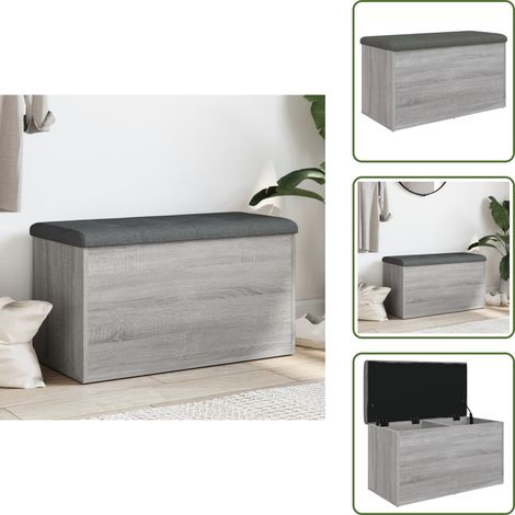 Sitzbank mit Stauraum Grau Sonoma 82x42x45 cm Holzwerkstoff - Wohnzimmerbank - Stauraumbank - Garderobe - Eingangsbereich Möbel - Grau Sofa (1/5)