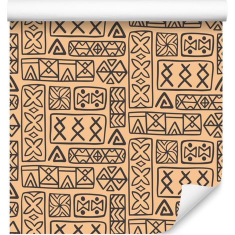 Carta da parati con motivo geometrico polinesiano oro e marrone 50x1000 cm (1/5)
