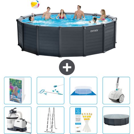 Intex Piscine Graphite Panel Ronde - 478x124 cm - 9-pièces  S605 (1/4)