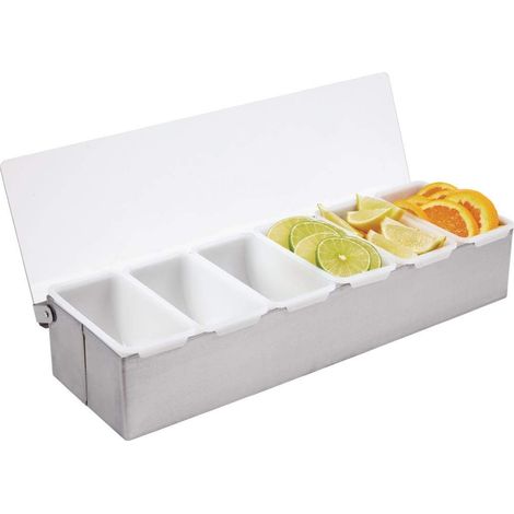 Olympia K489 - Dispenser per condimenti e condimenti, 6 x 1 pinta rimovibili, facile e veloce da pulire, supporto in acciaio inox (1/3)