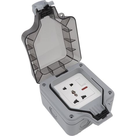 Boîtier de prise extérieure étanche IP66 16A, résistant aux intempéries, pour balcon, jardin, pelouse, norme UE 250V, 1 poste, 5 broches multiples (1/5)