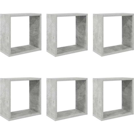 Étagères cube murales 6 pcs Étagères flottantes Gris béton 30x15x30 cm (1/5)