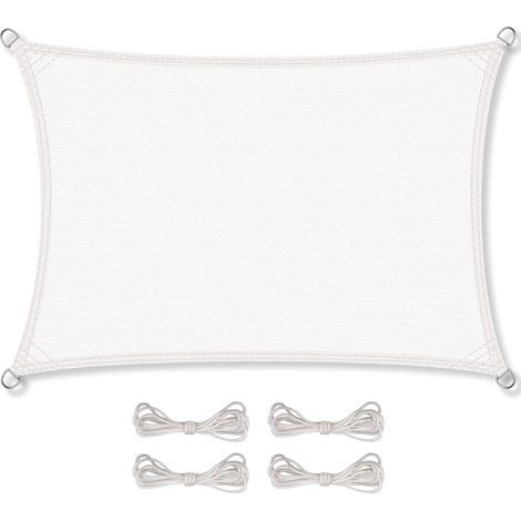 CelinaSun Voile d'ombragePare-Soleil Jardin Balcon Polyéthylène HDPE Respirant Rectangle 2 x 5 m Blanc (1/5)