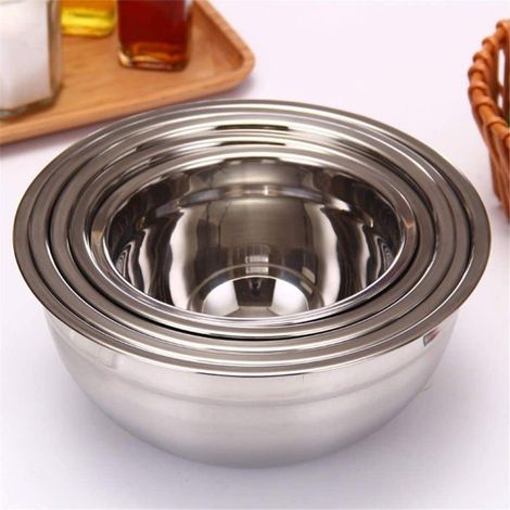Lot de 5 bols en acier inoxydable, empilables, résistants et faciles à laver, idéaux pour cuisine professionnelle ou familiale (1/4)