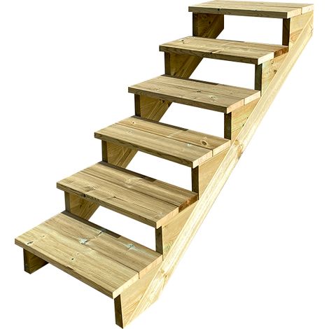 Außentreppe Holz H105cm 6 Stufen, Breite 60cm, OHNE Setzstufen