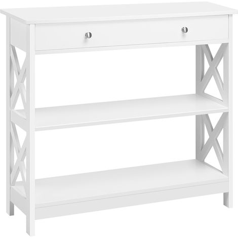Yaheetech Tavolo Consolle da Ingresso Tavolino con 2 Cassetti Mobiletto da Soggiorno Tavolino Corridoio Bianco 30 x 80 x 80 cm (1/5)