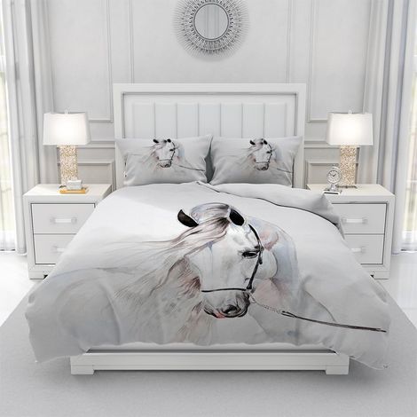 3D Housse de Couette Cheval 200×200 cm,Parure de lit Cheval Motif en Microfibre pour Enfant, 1 Housse de Couette et 2 Taies d'oreiller 50 x 70 cm (1/5)