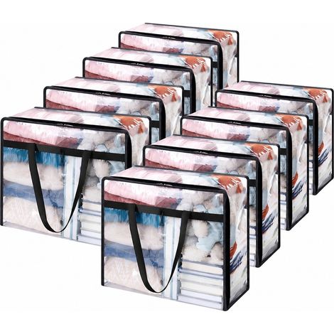 Sacs de rangement transparents pour couettes, grande capacité, en PVC imperméable, pour déménagement en résidence étudiante, 40 L x 8 pièces (1/5)