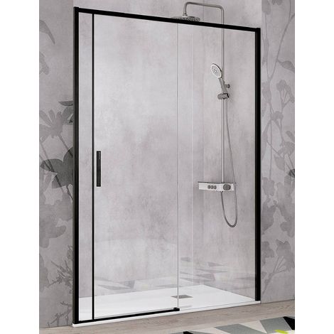 Mampara de Ducha Frontal- 1 Hoja Fija y 1 Puerta Corredera- Cristal de Seguridad de 6 mm - Modelo Masela 2 N (120 - 121 cm) (1/2)