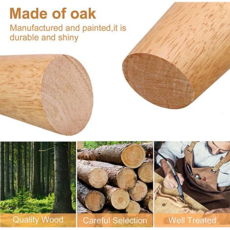 4x Pieds de Meubles 15cm en Bois Massif Pieds pour Table Lit Armoire avec Plaques de Montage et Vis (1/4)