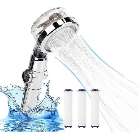 Pommeau de douche à main, pommeau de douche 2 jets avec cartouches filtrantes, grand format, cadeau (1/5)