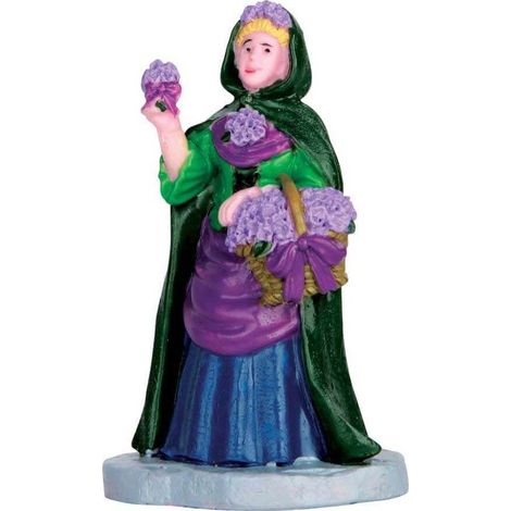 Venditrice di Viole, personaggio per villaggio di Natale in poliresina