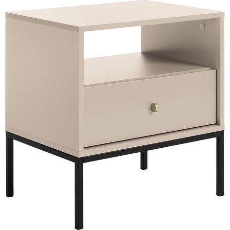 Comodino 1 cassetto e 1 nicchia Beige - BOGDAN
