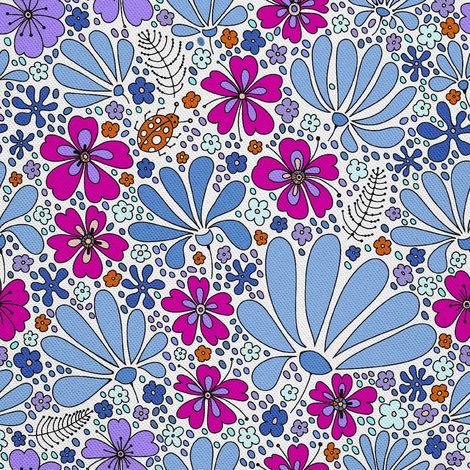 Tela decorativa para exteriores Oxford - motivo de flores azules y rosas I DX438 (1/5)